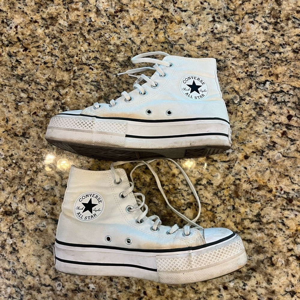 High Top White Converse Size 7!